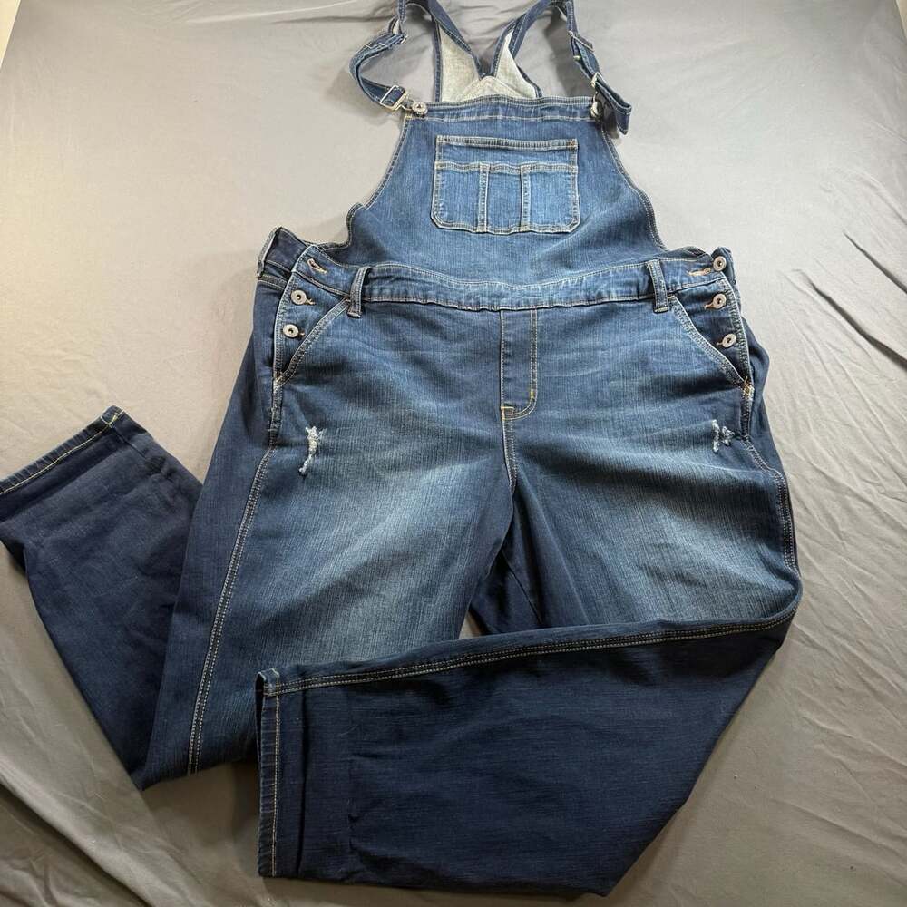 Torrid Denim Distressed Blue Overalls Size 20 Plus Size